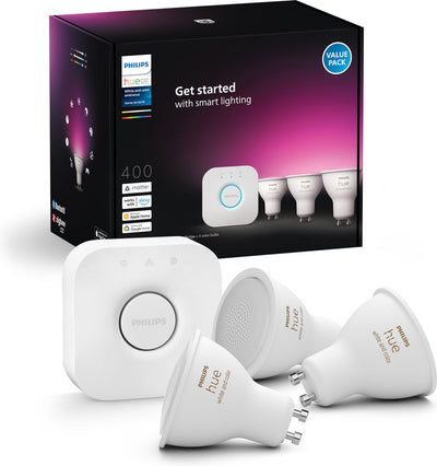 Philips Hue Starterkit – weißes und farbiges Licht – 3er-Pack – GU10