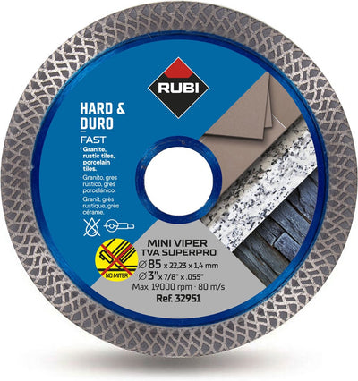 Rubi TVA Mini Turbo Viper – Diamantsägeblatt – 85 mm – für Trockenschnitt – Granit und Porzellan