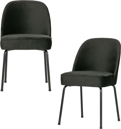 Woood Vogue Esszimmerstühle – Samtstoff – Schwarz – 2er-Set