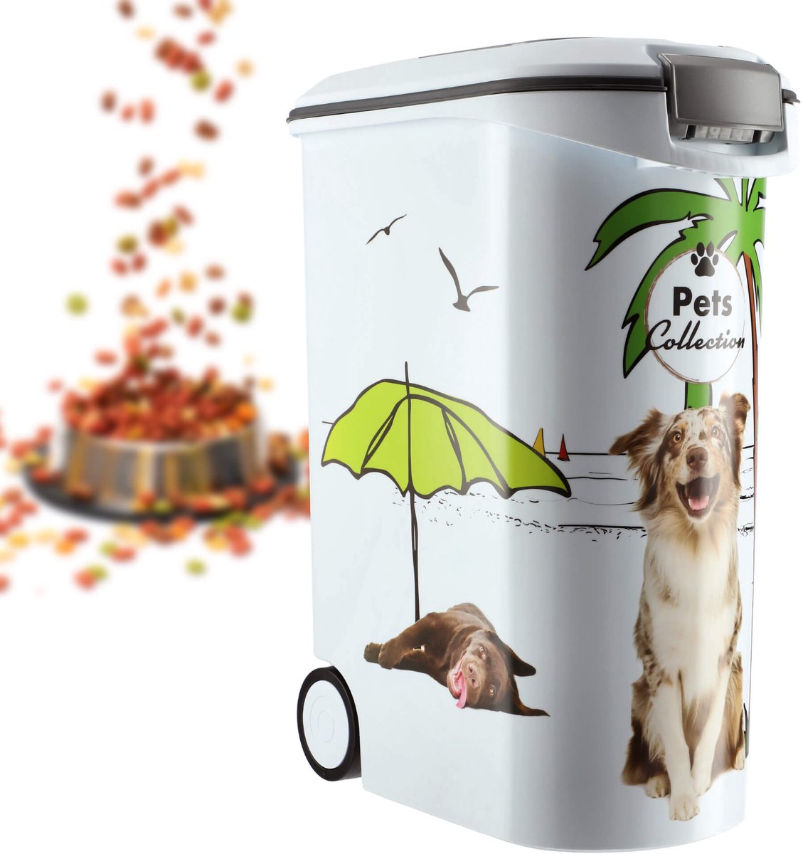 Curver Futterbehälter Hund – 54l – 20kg – 28x50x61cm – weißgrau