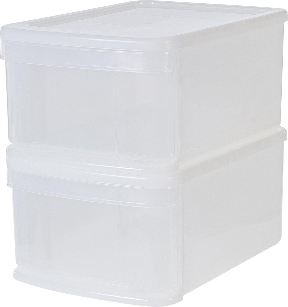 Iris Stapelschublade – Aufbewahrungsschublade – 11 l – Kunststoff – weiß transparent – 2er-Set