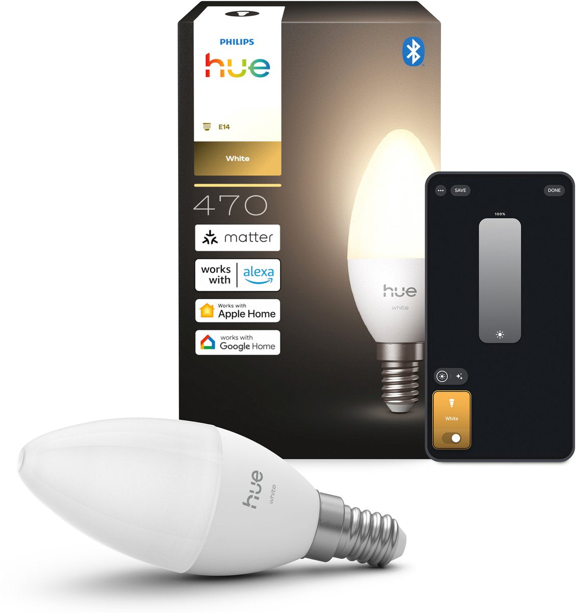 Philips Hue LED-Kerzenlampe – E14-Fassung – enthält 1 Lampe – weiches weißes Licht – intelligente Beleuchtung