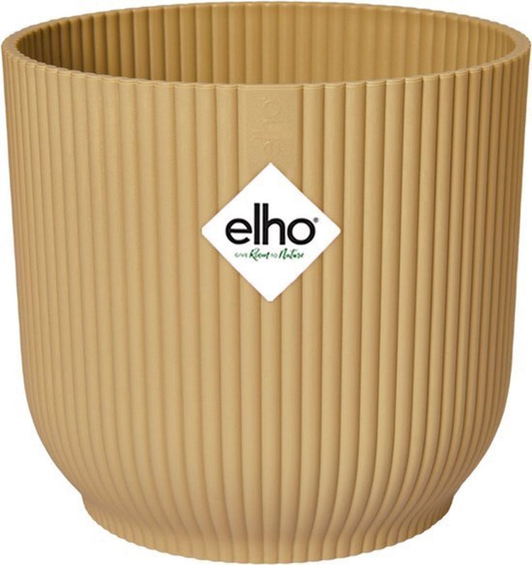 Elho Vibes Fold Round 18 – Blumentopf für den Innenbereich – 100 % recycelter Kunststoff – ø 18,4 x H 16,8 cm – Buttergelb
