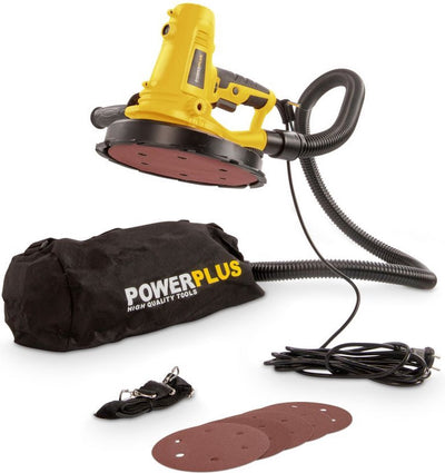 Powerplus Elektro-Langstreckenschleifer powx0478 – 1220 W Wand-Deckenschleifer – Schleifpapier ø225 mm – 2300 min-1 – mit 8 Akkus.