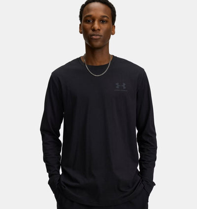 Under Armour ua Sportstyle Left Chest ls-blk Herren-Sportshirt – Schwarz – Pechgrau