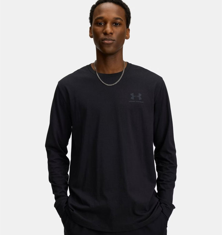 Under Armour ua Sportstyle Left Chest ls-blk Herren-Sportshirt – Schwarz – Pechgrau
