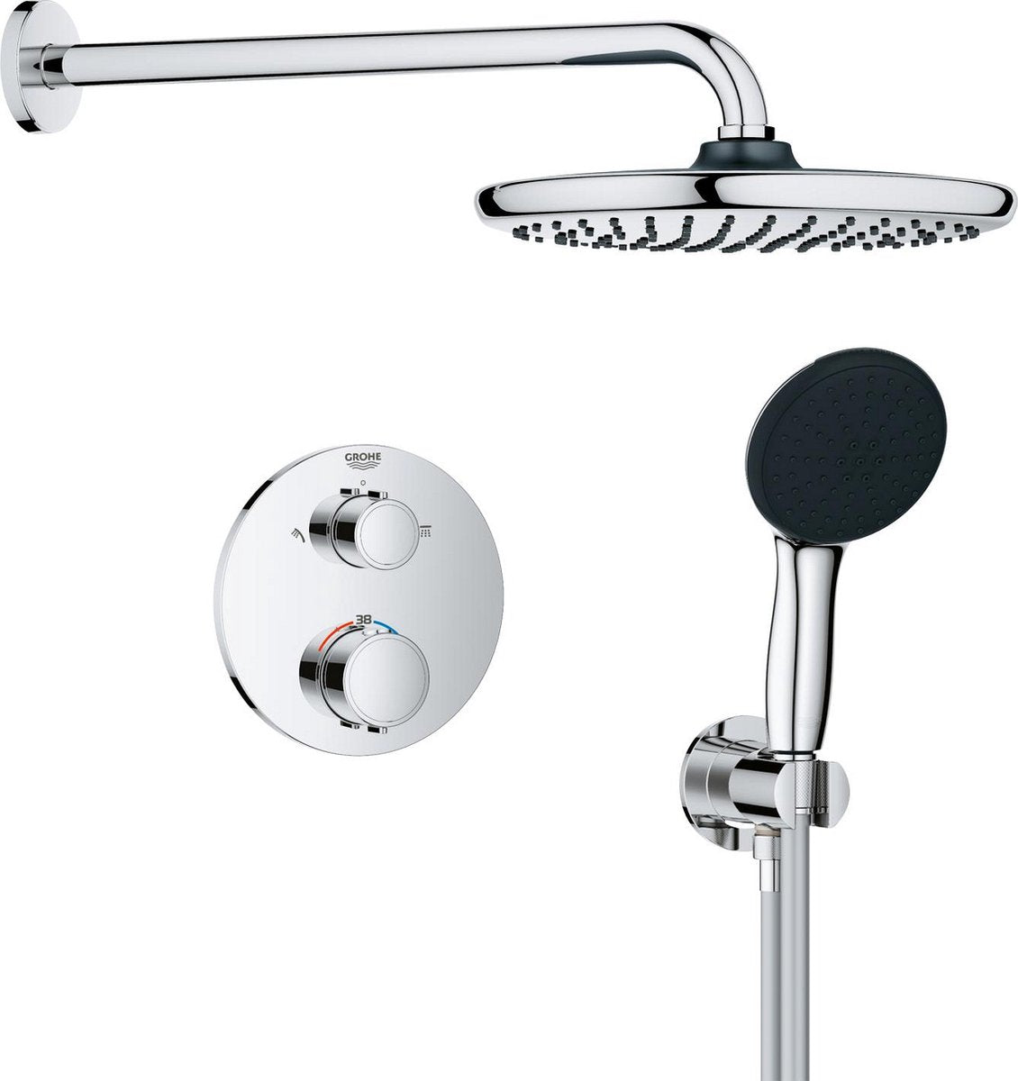 Grohe Präzisions-Einbauduschsystem – rundes Bedienfeld – Chrom