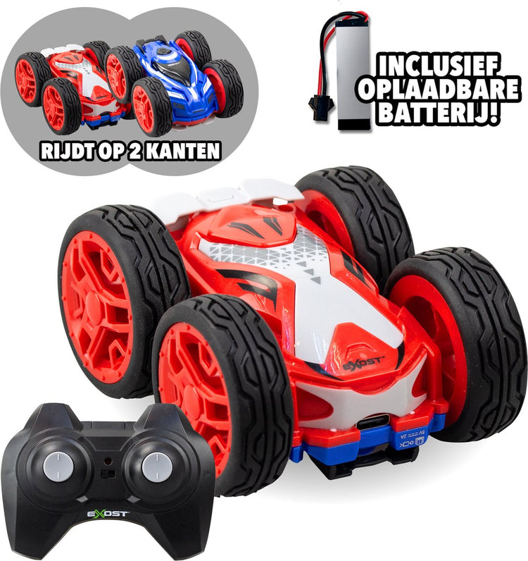 Exost rc mini flip neo red 1:34 – steuerbares Stuntauto – inkl. wiederaufladbarer Akku - RC-Auto