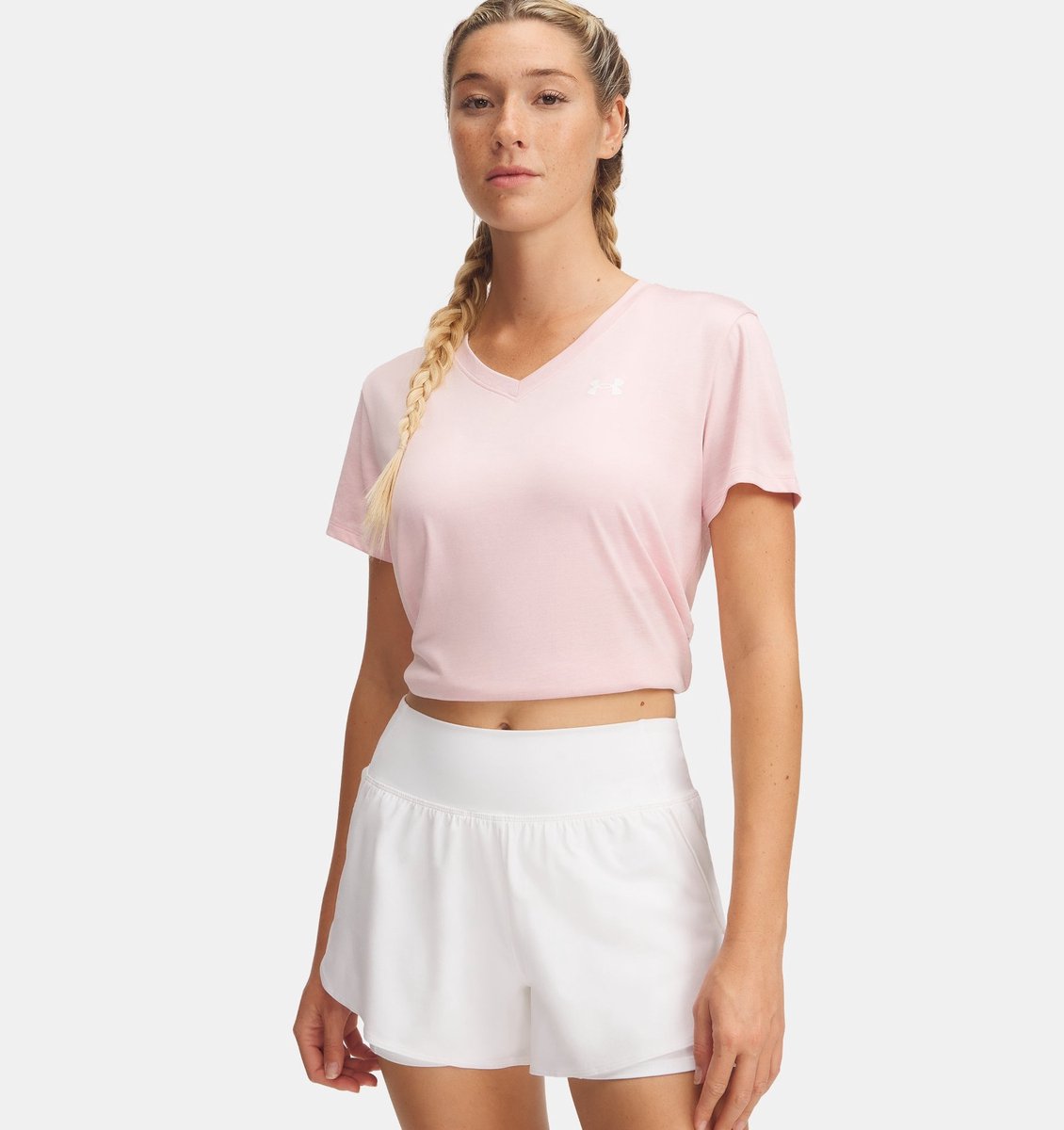 Under Armour Tech Kurzarm V-Twist Damen Sportshirt - rosa