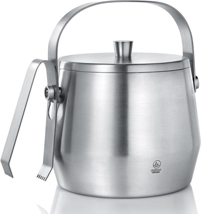 Leopold Wien - Eiskübel mit Deckel, doppelwandiger Edelstahl - 1,0l mit Zange