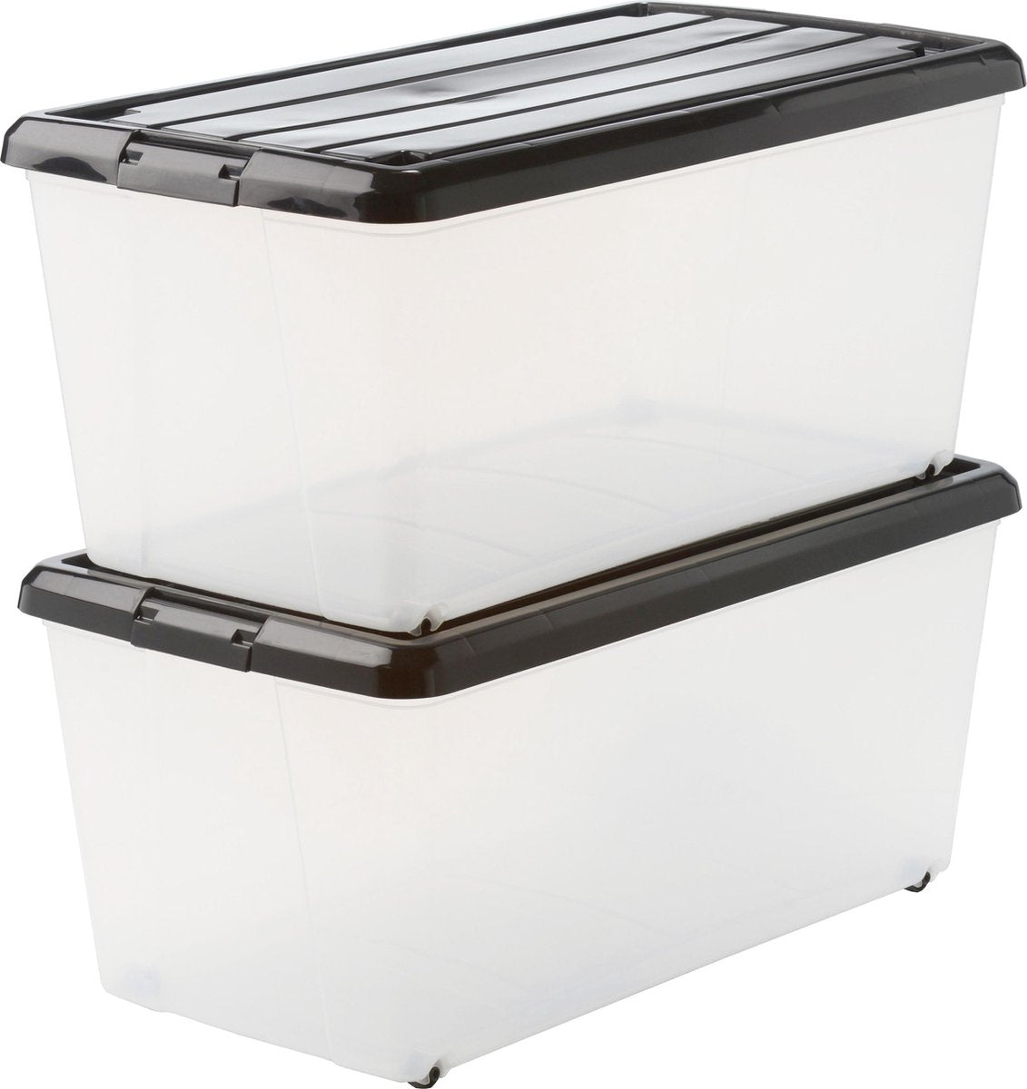 Iris Rollerbox Aufbewahrungsbox – 70l – Kunststoff – transparent schwarz – 2er-Set