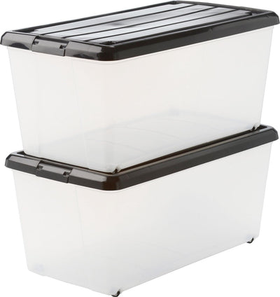 Iris Rollerbox Aufbewahrungsbox – 70l – Kunststoff – transparent schwarz – 2er-Set
