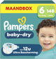 Pampers Baby-Dry Größe 6 – 148 Windeln – 13 kg–18 kg – Monatsbox
