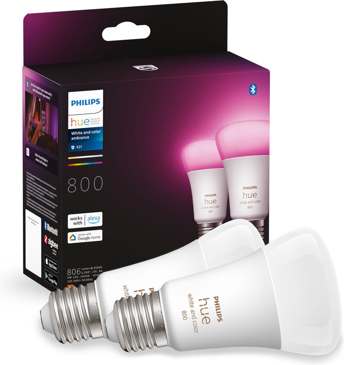 Philips Hue White and Color Ambiente E27 2-Pack
