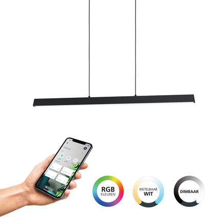 Eglo connect.z simolaris-z smarte Hängelampe – 122 cm – Schwarz – verstellbares RGB-Weißlicht – dimmbar – ZigBee