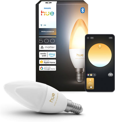 Philips Hue LED-Kerzenlampe – E14-Fassung – enthält 1 Lampe – einstellbares weißes Licht – intelligente Beleuchtung