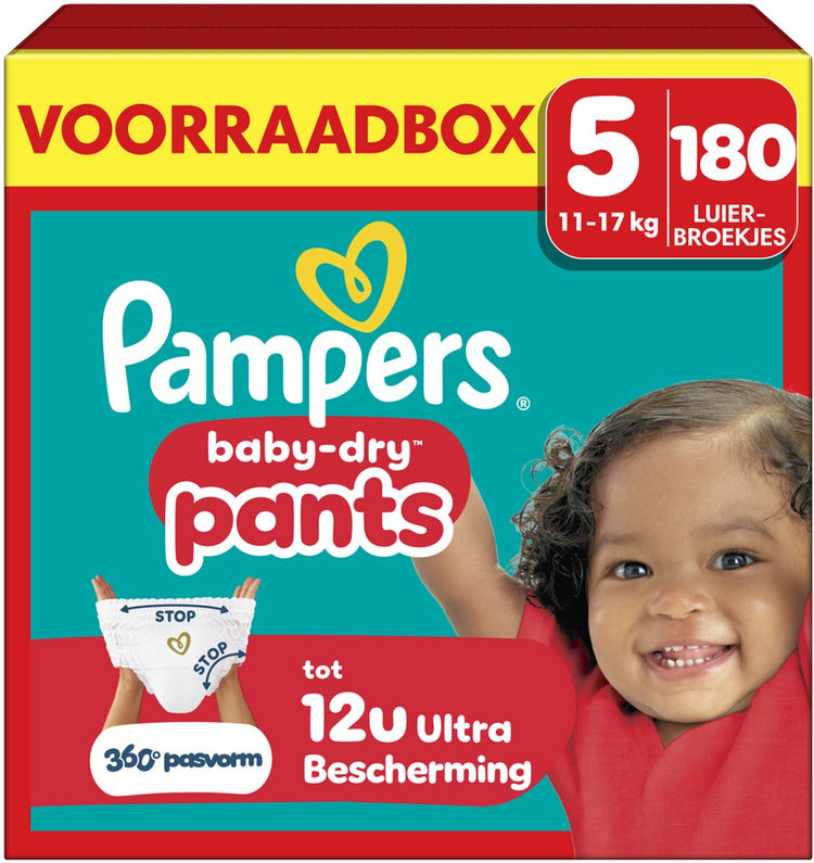 Pampers Baby-Dry Pants Größe 5 – 180 Windelhöschen – 11kg-17kg – Aufbewahrungsbox