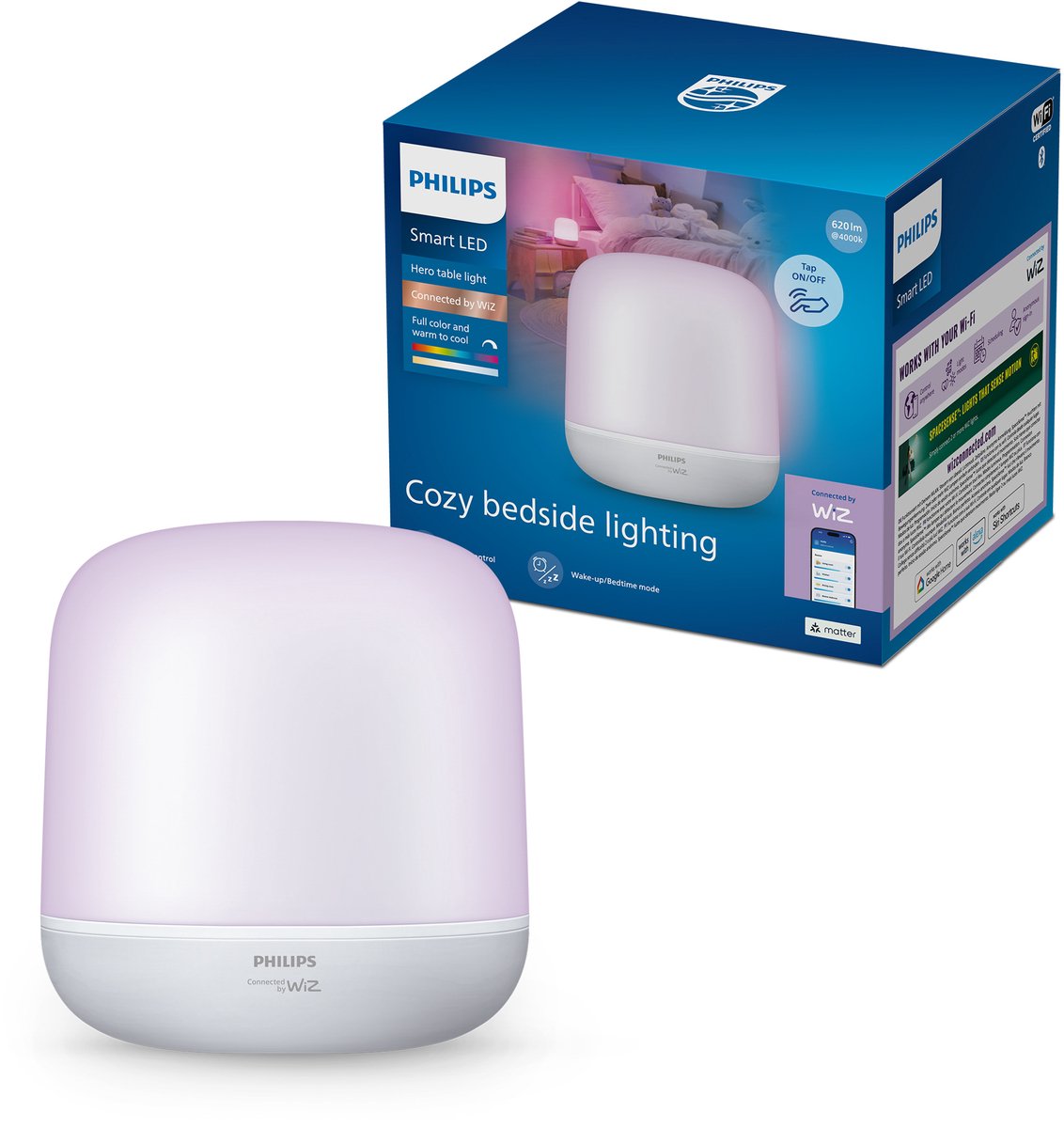 Philips Lighting Philips Smart Lighting – Hero Tischlampe – farbiges und einstellbares weißes Licht – RGB – Musiksynchronisierung – Schwarz – funktioniert mit der Wiz-App – WLAN
