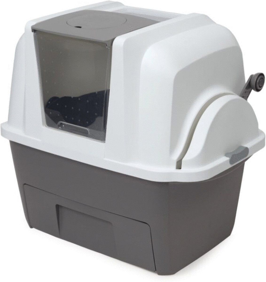 Katzentoilette - inkl. 4 Abfallbeutel – grauweiß – 67 x 48 x 46 cm