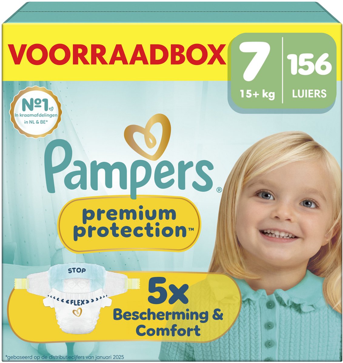 Pampers Premium Protection Größe 7 – 156 Windeln – 15 kg+ – Aufbewahrungsbox