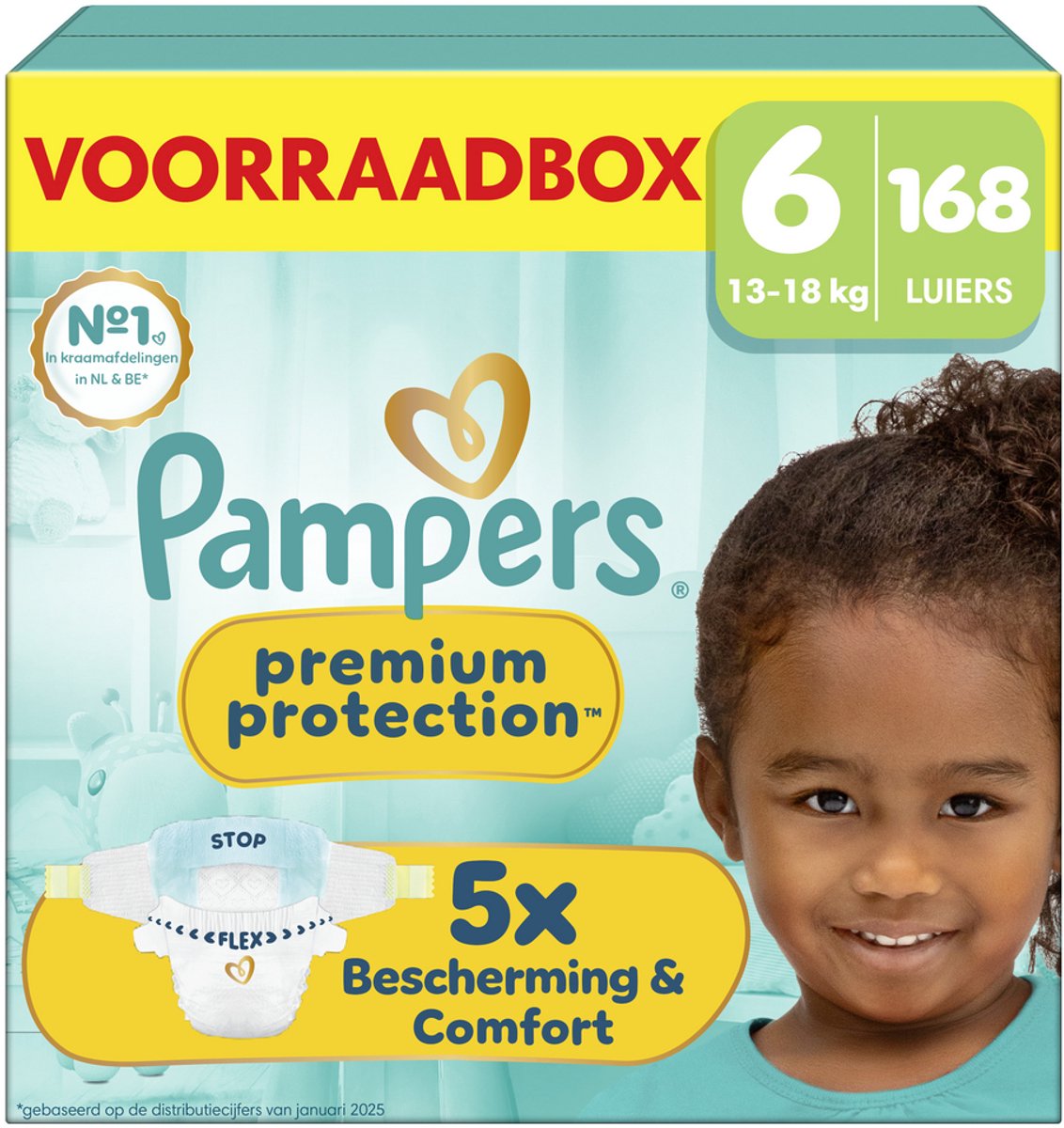 Pampers Premium Protection Größe 6 – 168 Windeln – 13 kg–18 kg – Aufbewahrungsbox