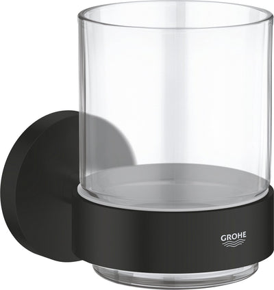 Grohe Quickfix Startglas mit Halterung – Glas Metall – Mattschwarz