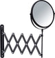Wenko Rasierspiegel Wand exklusiv ø17cm doppelseitig teleskopierbar schwarz 3-fach vergrößernd – Badezimmerspiegel – Schminkspiegel Wandmodell ausziehbar – Vergrößerungsspiegel – Kosmetikspiegel mit Mundharmonika-Arm