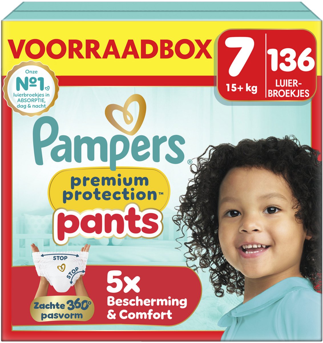 Pampers Premium Schutzhose Größe 7 – 136 Windelhose – 15 kg+ – Aufbewahrungsbox