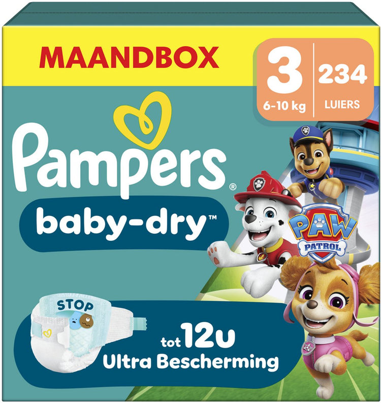 Pampers Baby-Dry Paw Patrol Edition Größe 3, 234 Windeln, 6 kg–10 kg