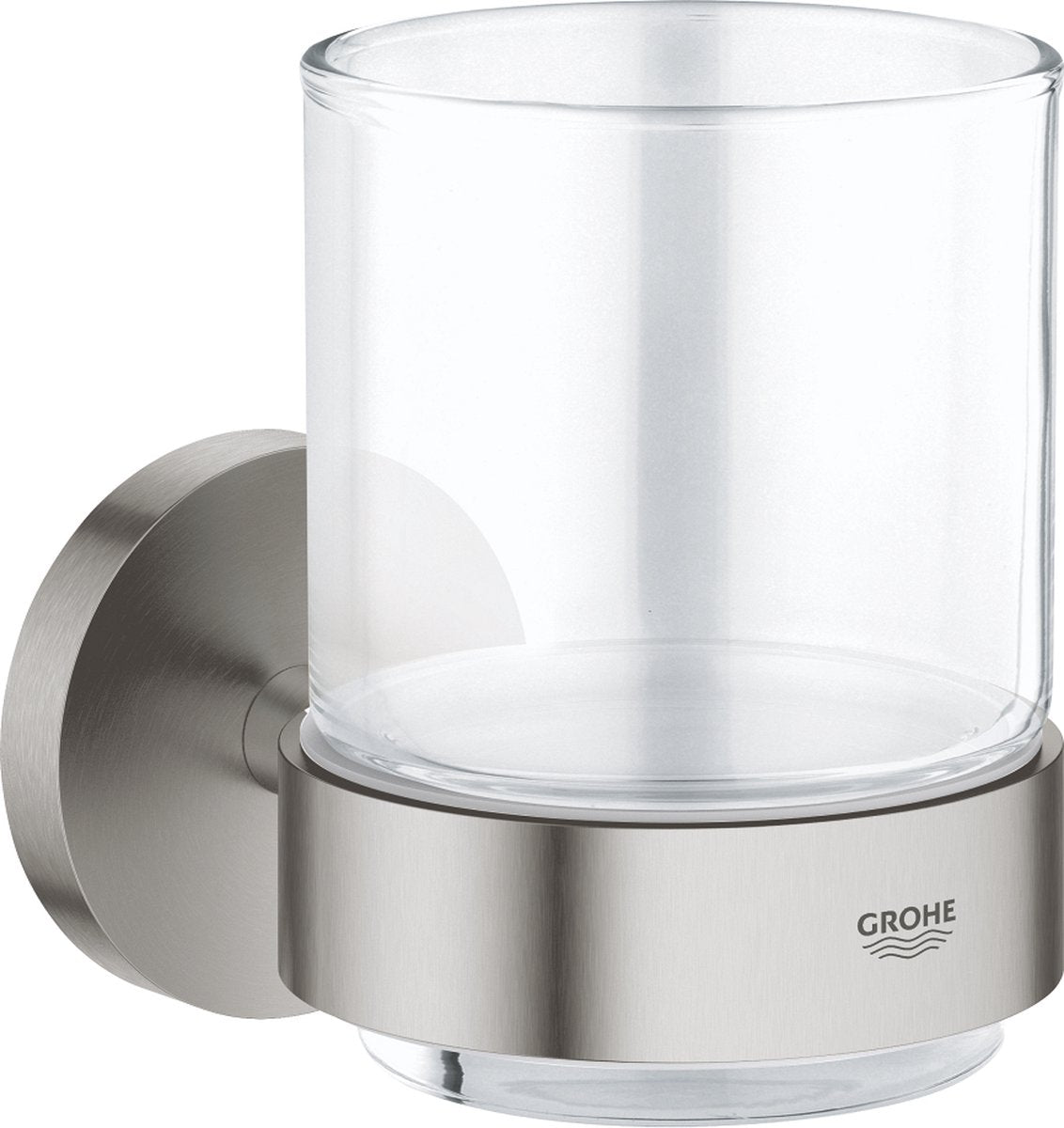 Grohe Startglas mit Halter - Supersteel (Edelstahloptik)
