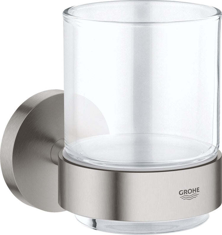 Grohe Startglas mit Halter - Supersteel (Edelstahloptik)