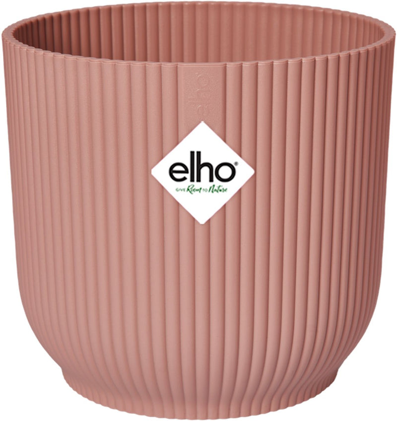 Elho Vibes Fold Round 22 – Blumentopf für den Innenbereich – 100 % recycelter Kunststoff – ø 22,0 x H 20,2 cm – zartes Rosa