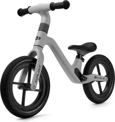 Kinderkraft xploit Laufrad – für Kinder ab 80 cm – verstellbarer Lenker und Sattel, PU-Räder und magnetische Fußstützen – grau