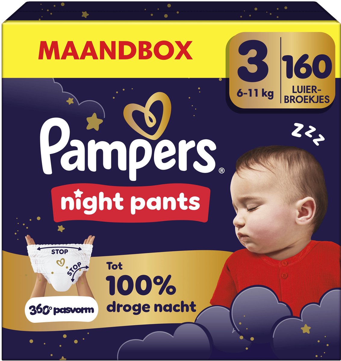 Pampers Nachthose Größe 3 – 160 Windelhose – 6kg-11kg – Monatsbox