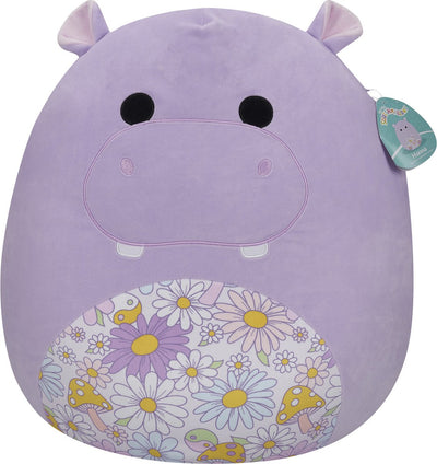 Squishmallows Hanna – Lila Nilpferd mit geblümtem Bauch, 50 cm Plüsch