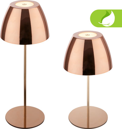 Briloner serina – kabellose LED-Tischleuchte IP44 – 7522013 – dimmbar – berührungsempfindlich – spritzwassergeschützt – kabellos – austauschbarer Akku und Lichtquelle – ø13,5 x 36 cm – kupferfarben