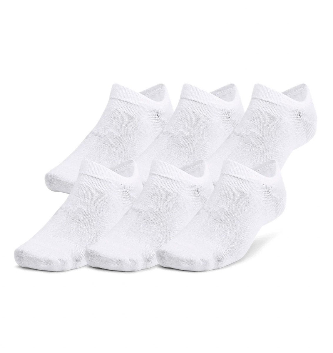 Under Armour UA Essential No Show 6er-Pack Unisex-Sportsocken – Weiß – Grau