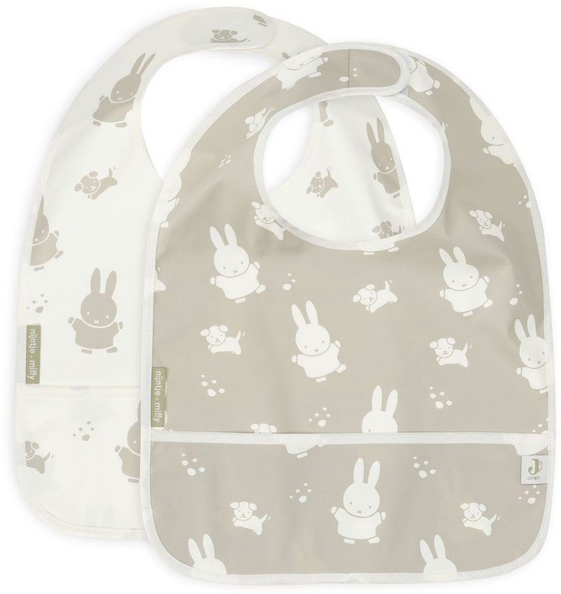 Jollein x Miffy Lätzchen wasserdicht Miffy Snuffy – Olivgrün – 2 Stück