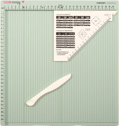 Vaessen Creative Scoring Board – Score Easy – 30,5 x 30,5 cm – mit Klappbein und Lineal – in cm – Minze