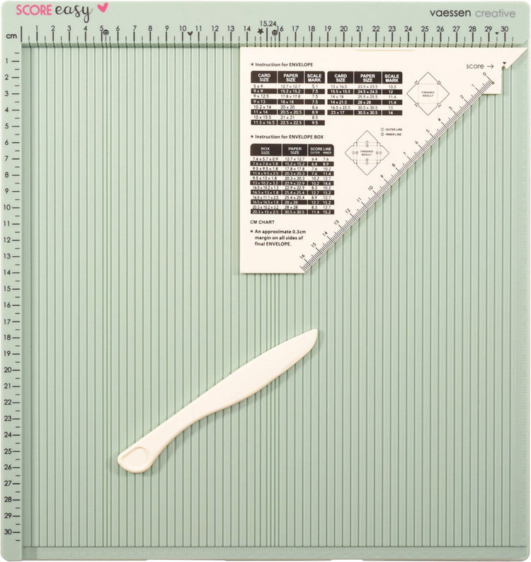 Vaessen Creative Scoring Board – Score Easy – 30,5 x 30,5 cm – mit Klappbein und Lineal – in cm – Minze