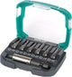 Wolfcraft - Bit-Set inkl. Bithalter - T10 T15 T20 T25 T30 T40 - Bitbox Fix-Grip, Torx® - 2965000