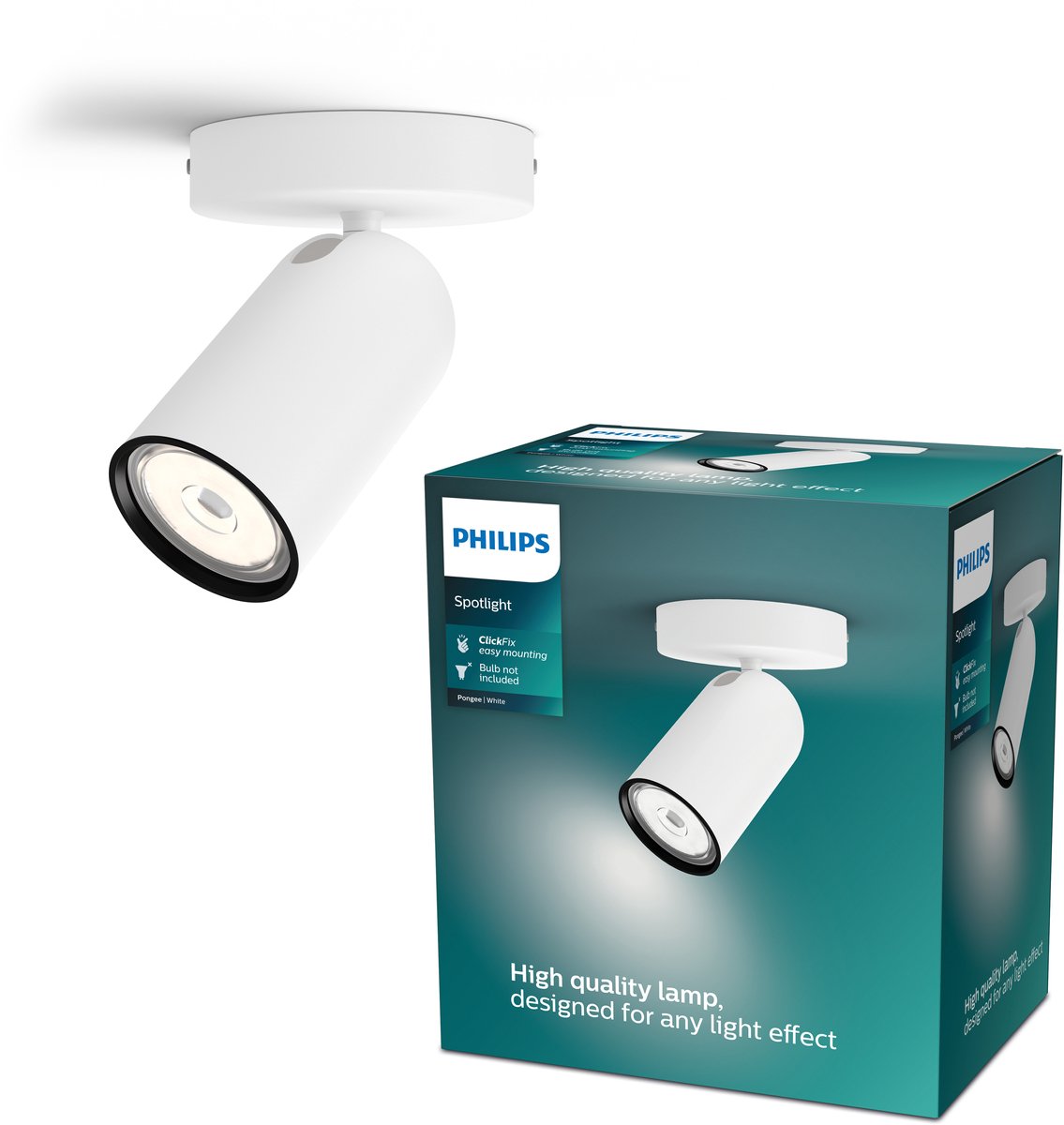 Philips LED Philips Pongee Aufbaustrahler – 1-flammig – Weiß