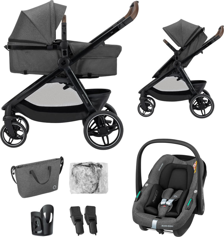 Maxi-Cosi Zelia S Trio2 – Kinderwagen 3-in-1 – Dunkelgrau – von 0 bis 4 Jahren – inklusive Autositz