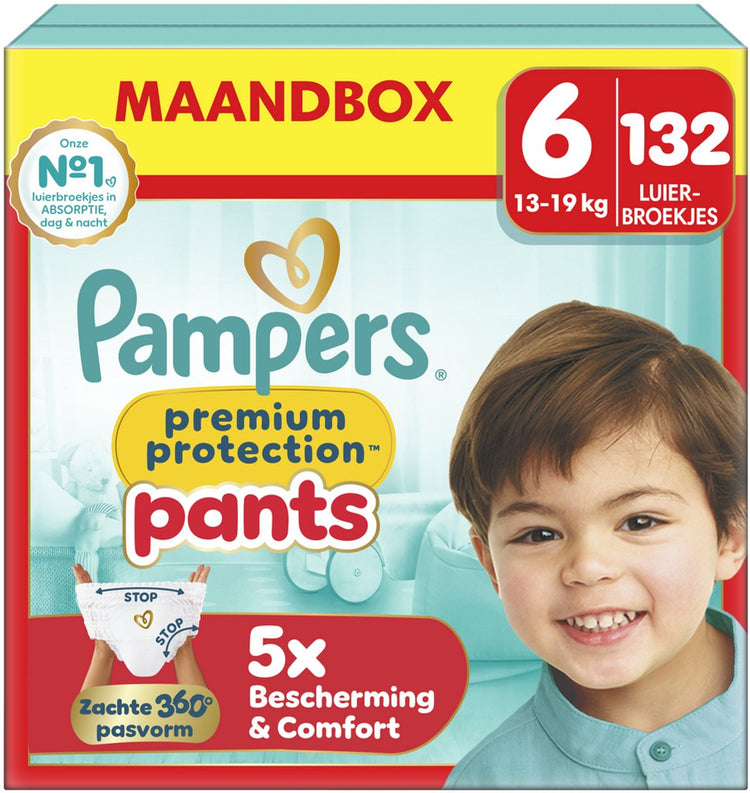 Pampers Premium Schutzhose Größe 6 – 132 Windelhose – 15 kg+ – Monatsbox