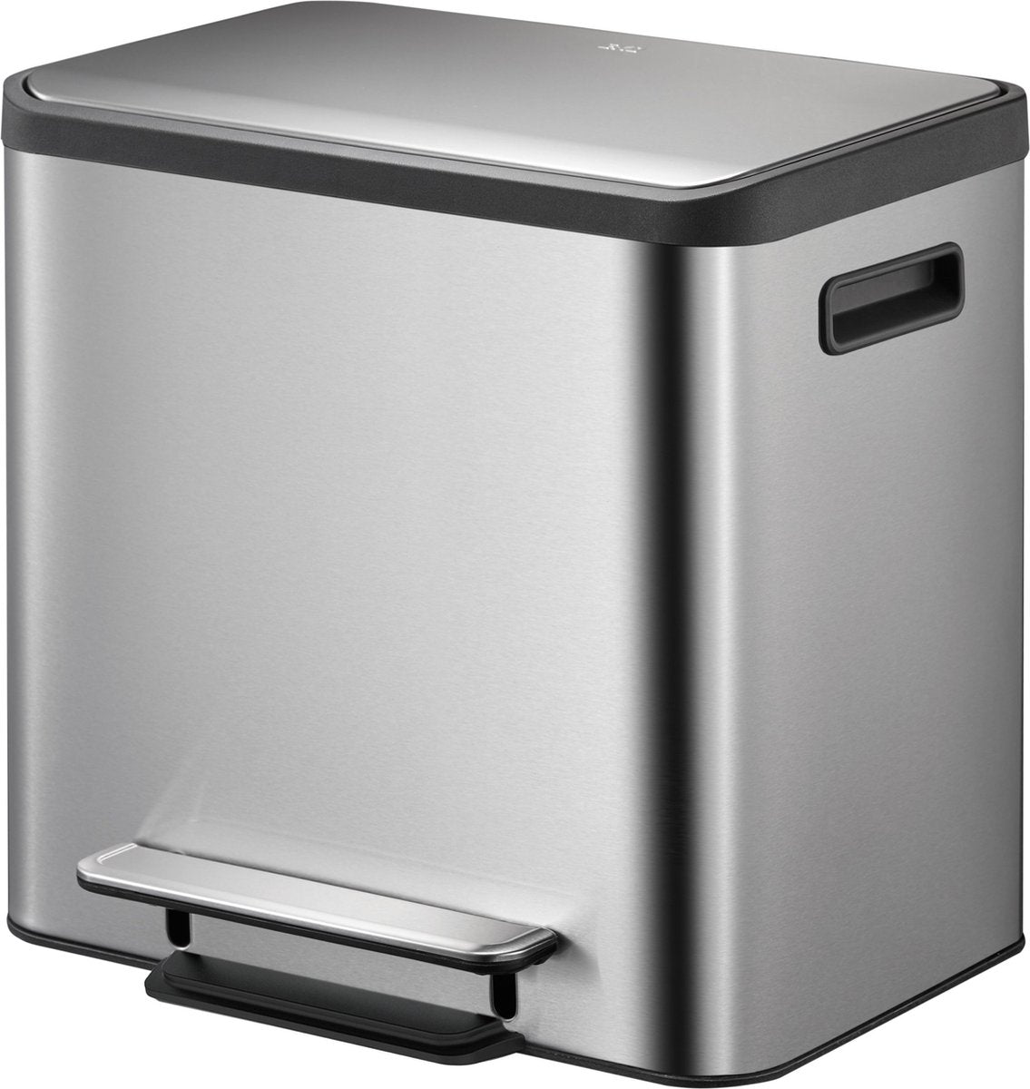 Eko - ecocasa Recycler Treteimer 12+12 Liter - Edelstahl - Edelstahl matt - Abfalleimer