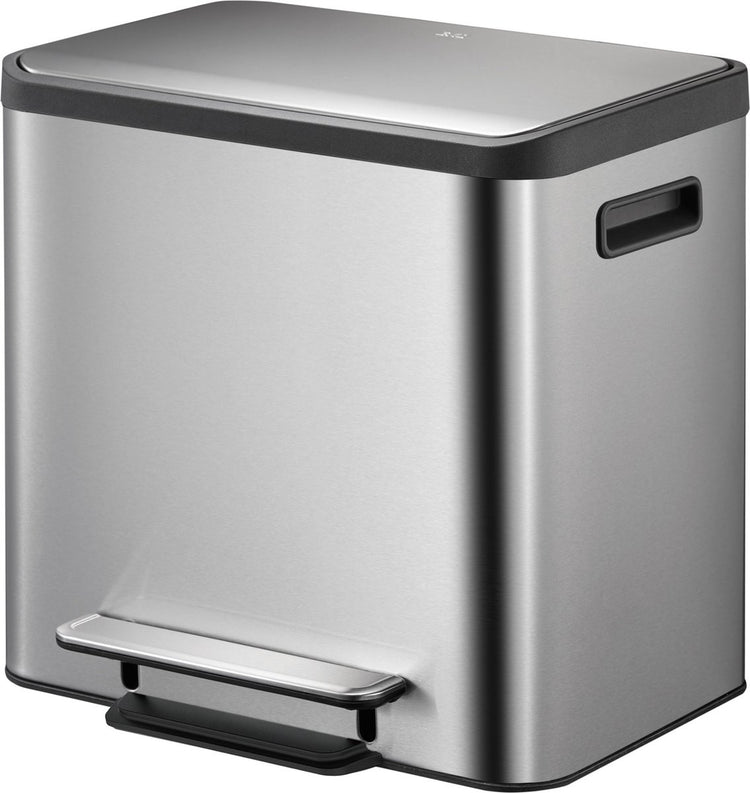 Eko - ecocasa Recycler Treteimer 12+12 Liter - Edelstahl - Edelstahl matt - Abfalleimer
