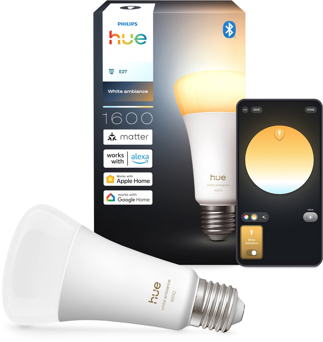 Philips Hue Smart LED A67-Glühbirne, warmes bis kaltweißes Licht, E27-Fassung