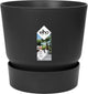 Elho Greenville Round 16 – Blumentopf für den Außenbereich mit Wasserreservoir – 100 % recycelter Kunststoff – ø 16 x H 15,3 cm – Living Black