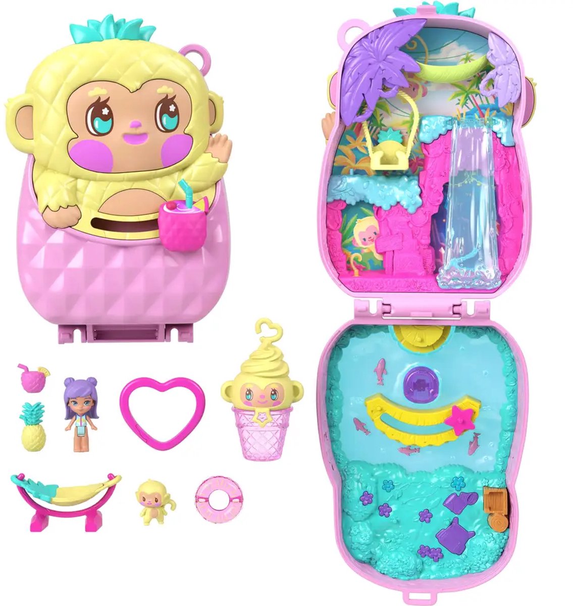 Polly Pocket Ananas-Affe, kompaktes Spielset