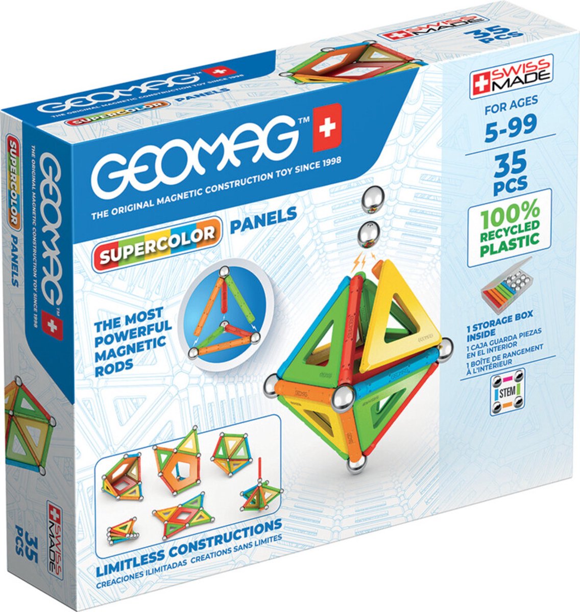 Geomag Super -Farbpaneele recycelt, 35dlg.